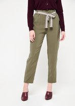 LOLALIZA Losse broek met riem - Khaki - Maat 36