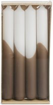 Bougies chandelles de Table de Luxe Semi Trempées - Rustik Lys - Bougies de Table - Wit Marron Cognac - Set de 4 Bougies - 2,15 x 19 cm