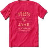 10 Jaar Legendarisch Gerijpt T-Shirt | Bordeauxrood - Ivoor | Grappig Verjaardag Cadeau | Dames - Heren | - Roze - XXL