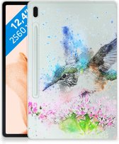 Cover Samsung Galaxy Tab S7FE Print Case Vogel met transparant zijkanten
