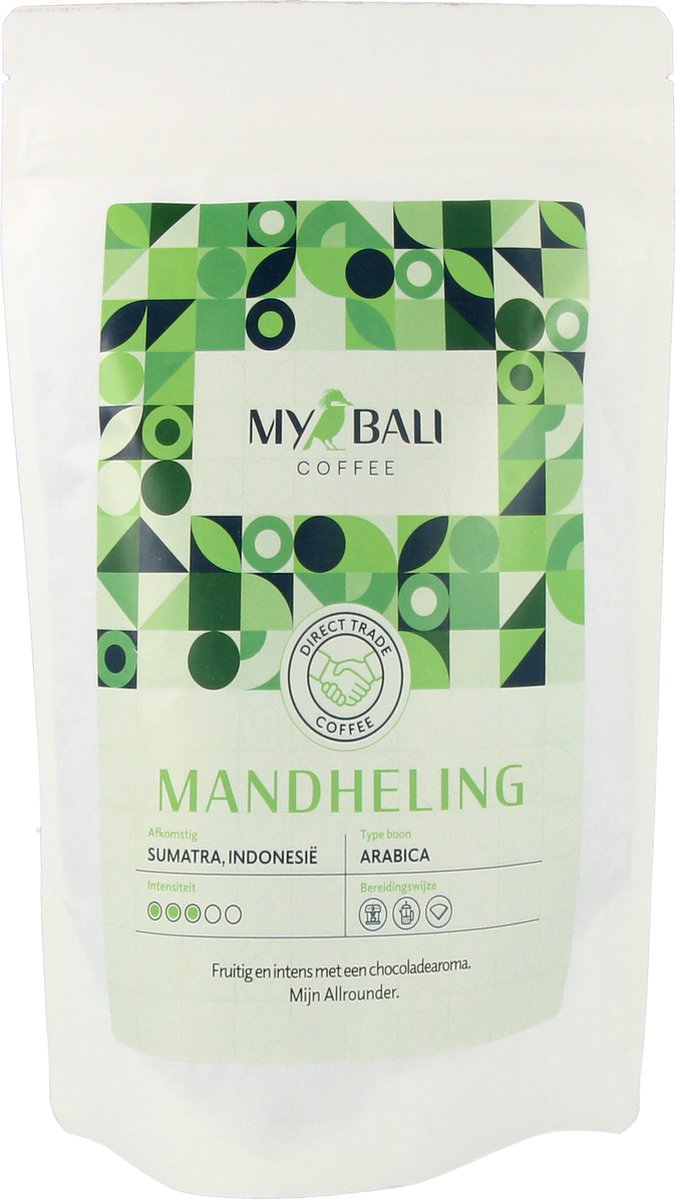 MyBali Coffee, Mandheling, 250 gr, (H)eerlijke Indonesische koffie, Direct Trade, Uit Sumatra 100% Arabica, Chocolade aroma. Indonesië.