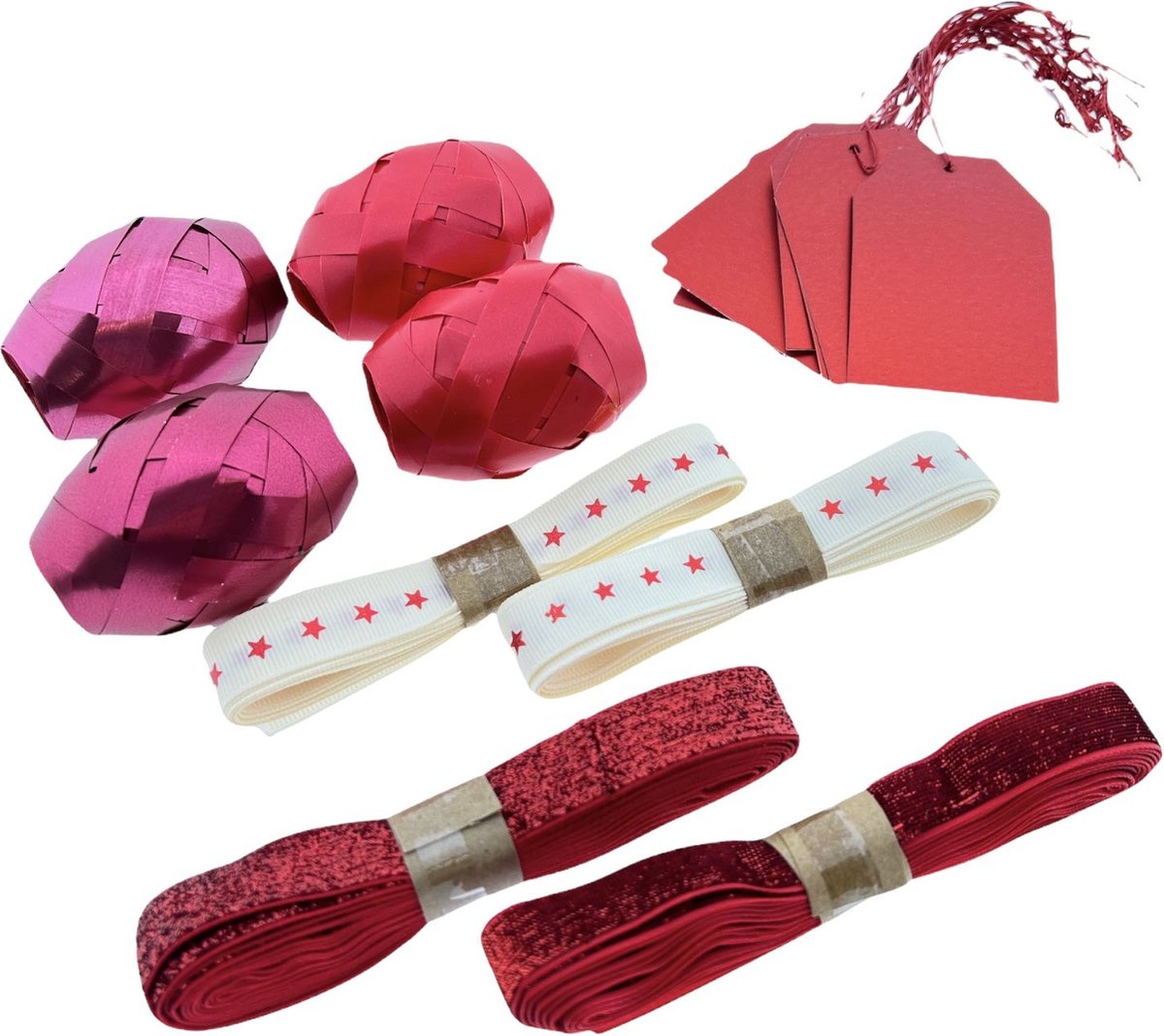 Kerst Cadeau Versiering Set - Lint & Naam Labels - 24 Dlg