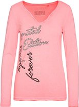 Serafino damesshirt met lange mouwen en artwork, Roze (XL)