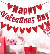Slinger - Valentijnsdag - Happy Valentine's Day - Rood | Love - Liefde - Hart / Hartjes / Harten - Vlag - Banner - Slinger - Guirlande | Valentijn - Decoratie – Versiering - Bedrijf / Winkel  | Karton