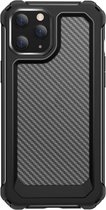 Apple iPhone 12 Hoesje - Mobigear - Rugged Carbon Look Serie - Hard Kunststof Backcover - Zwart - Hoesje Geschikt Voor Apple iPhone 12