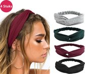 LIXIN Set van 4 stuks - Dames haarbanden - Kleur 6 - Knoop cross knitted haarbanden - Dames - Haarband volwassenen - Elastisch - Vrouwen - Meisjes - Yoga - Haaraccessoires