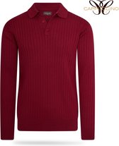 Cappuccino - Polo - Lange Mouw - Knitted - Bordeaux Rood - XXL