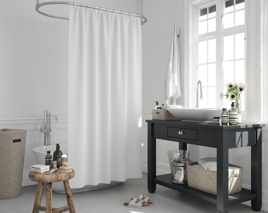 Kleine Wolke x douchegordijn, polyester, wit, 120 cm x 200 cm