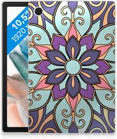 TPU Cover Samsung Galaxy Tab A8 2021 Mobiel Case Paarse Bloem met transparant zijkanten
