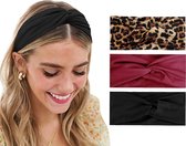 LIXIN Set van 4 stuks - Dames haarbanden - Kleur 1 - Knoop cross knitted haarbanden - Dames - Haarband volwassenen - Elastisch - Vrouwen - Meisjes - Yoga - Haaraccessoires