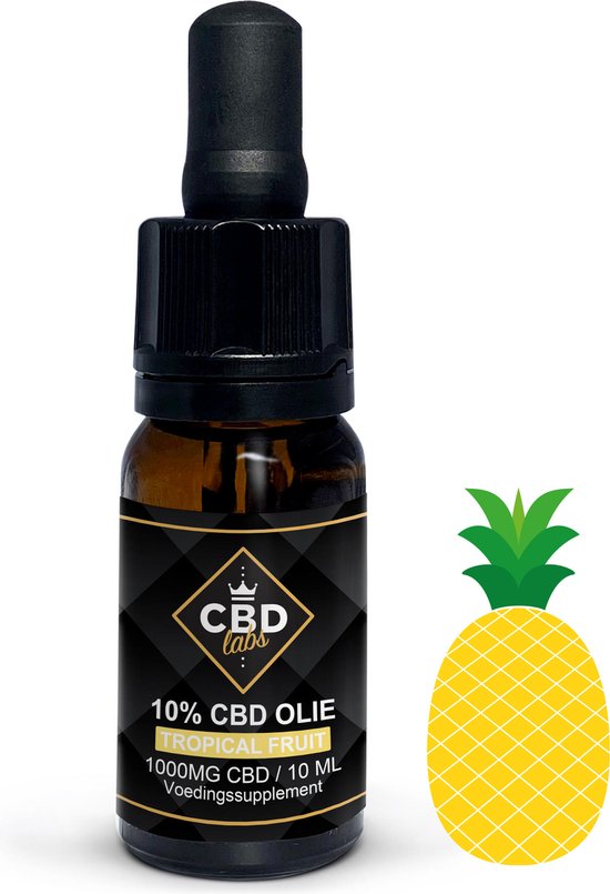 CBDLabs CBD Olie 10 procent - Tropical Fruit - Biologisch - Vegan - 1000mg CBD - 10ml
