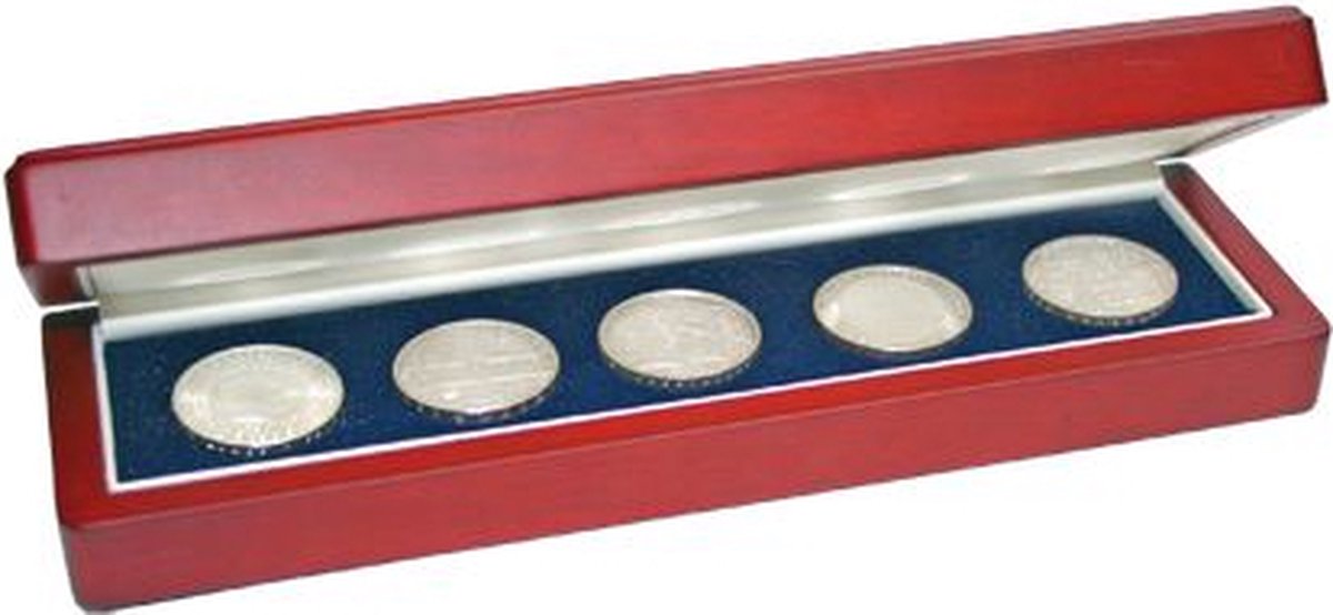 SAFE Houten munten doosje geschikt voor meerdere munten, penningen of medailles met een doorsnede van max. 45 mm