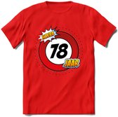 78 Jaar Hoera Verkeersbord T-Shirt | Grappig Verjaardag Cadeau | Dames - Heren | - Rood - 3XL