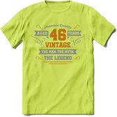 46 Jaar Legend T-Shirt | Goud - Zilver | Grappig Verjaardag Cadeau | Dames - Heren | - Groen - S