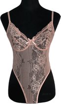 Lace body roze | S | lingerie bodysuit kant