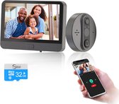 Tooxy Draadloze netwerken Video Deurbel - Video Deurbel met camera en wifi - Met scherm - Incl. App en 32 GB SD Kaart- Bewegingsdetectie - Spraakfunctie - Zwart