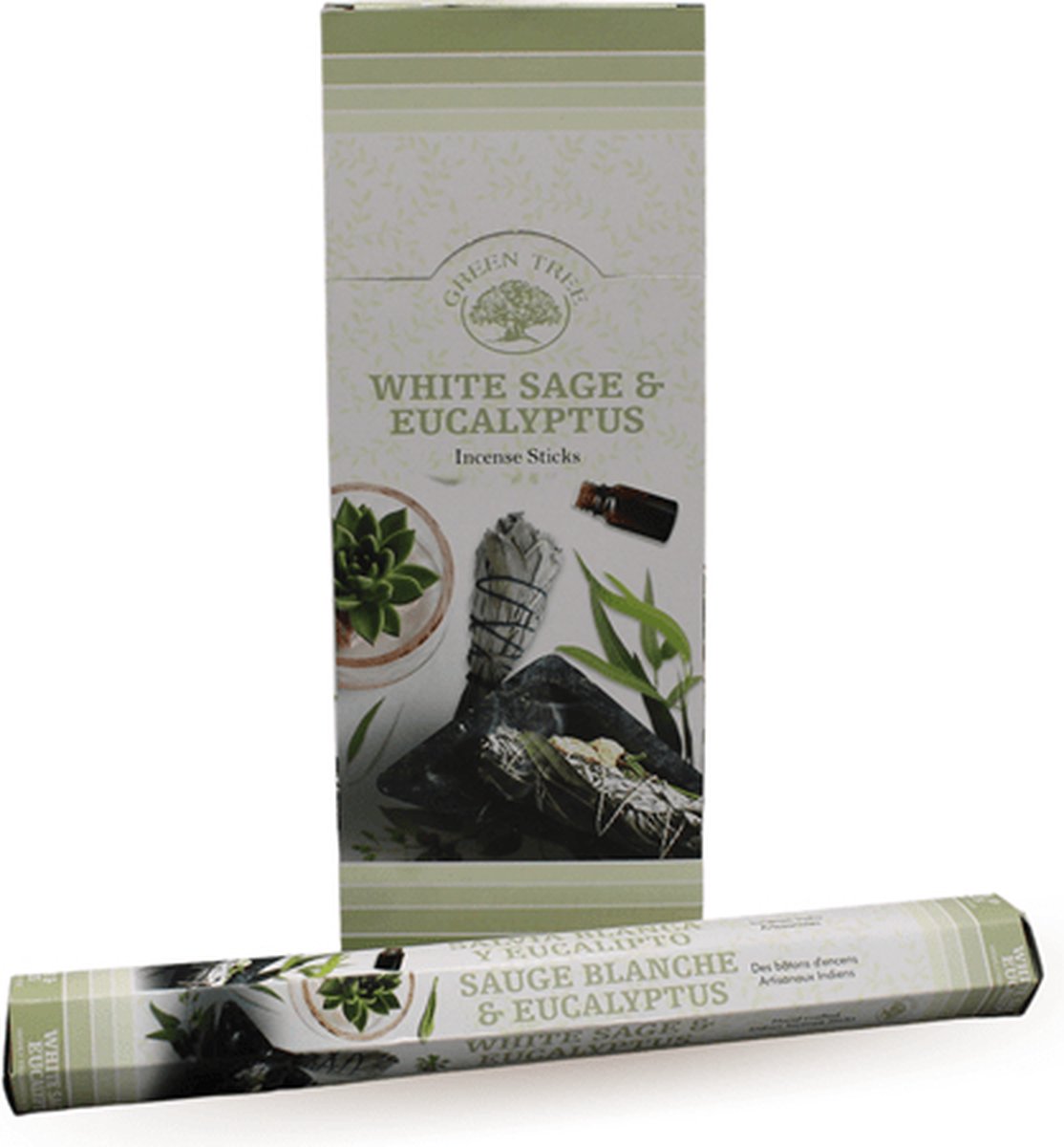 Green Tree White Sage & Eucalyptus Wierook Stokjes - 6 Pakjes - 120 Stuks