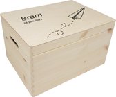 Herinneringskist Hout Groot- Memorybox - met naam - baby - geboorte cadeau - Kraamcadeau - 40 x 30 x 23 cm