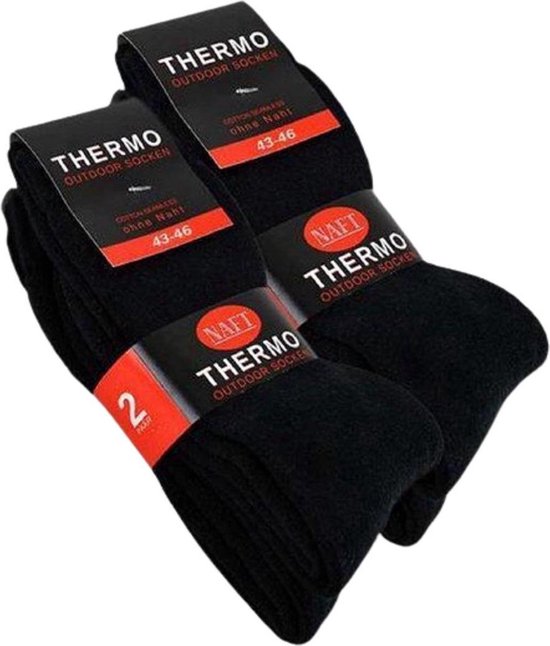 Naft zwarte thermosokken 2-pak -Maat 39/42 - Thermo sokken
