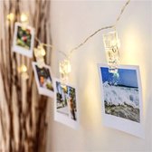 Veco Foto Lichtsnoer 3 Meter - 20 Led Lichtjes - Batterij Aangedreven - Lichtslinger - Warm Wit - Foto Ophangen - Verlichting - Foto Clips