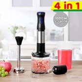 5 Snelheden - 1000W - Elektrische Blender - 4 in 1 - Voedsel Mixer - Keuken Smoothies - Afneembare - Hand Blender - Eiklopper