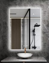 Melili spiegel -LED spiegel - smart LED spiegel-LED badkamerspiegel-Badkamerspiegel 50x70cm met LED verlichting-klok en temperatuur-wandspiegel-enkele touch schakelaar-anti condens-dimbare-On