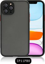 SafeCase® iPhone 11 Pro Hoesje - Zwart Hoesje - Transparante Matte Achterkant - Schokbestendig + Gratis Glass Schermbeschermer