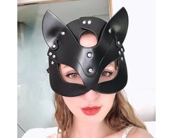 Nooitmeersaai - PU leren BDSM kattenmasker - zwart