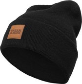 Leatherpatch Beanie Kleur Zwart