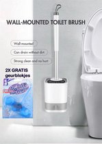 wc borstel - toiletborstel -WC borstel met houder - geurloos - wit - zelfklevende strip