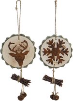 Ophangdecoratie DKD Home Decor Kerstmis Pijnboom (2 pcs) (10 x 3 x 33 cm)
