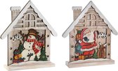 Kerstversiering DKD Home Decor Huis LED Natuurlijk (2 pcs) (25.5 x 6 x 29 cm)