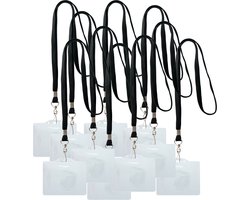 100 x Lanyard zwart + badgehouder - Keycord met badge