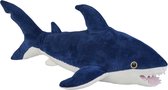 Pluche kleine knuffel zeedieren Blauwe Haai van 33 cm - Speelgoed beesten uit de soft serie - Leuk als cadeau