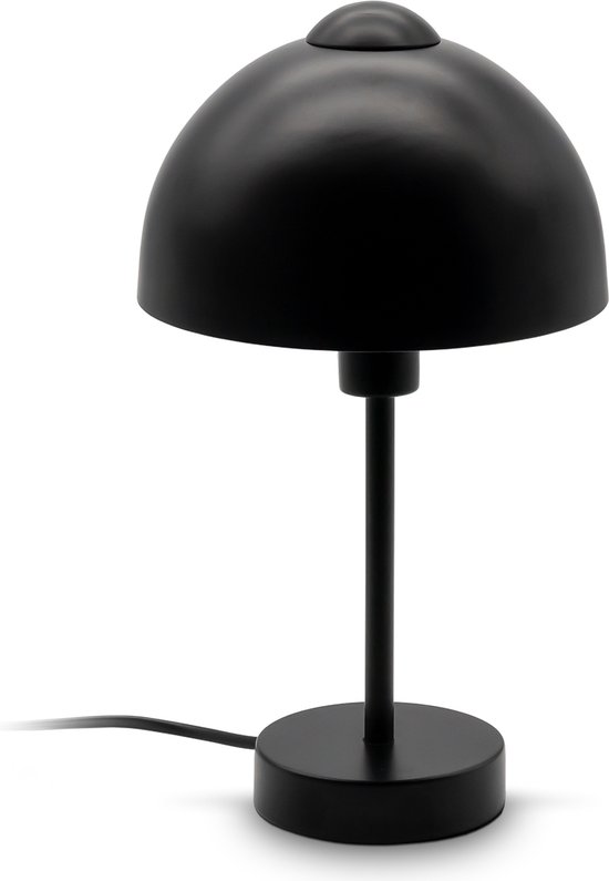 BK Licht - Lampe de table noire - avec culot E14 - rétro - métal - lampe de chevet décorative - avec interrupteur à cordon - sans source de lumière
