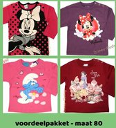 Disney voordeelpakket 4 stuks - Maat 80 - Meisjes - Minnie Mouse / Sneeuwwitje / Smurfen - Sweater Longsleeve T-shirt Lange Mouwen