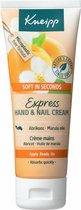 Kneipp Soft In Seconds Express - hand & nagelcrème - Abrikozenmelkextract - Trekt snel in - Voor fluweelzachte handen en verzorgde nagelriemen - 1 st - 75 ml