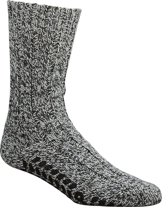 Wollen sokken met anti slip zool – 2 paar – 2 tinten grijs – maat 35/38
