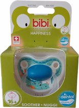 Bibi Happiness fopspeen Favourites 16+ mnd - Baby - 16+ - Fopspeen - Dental - Siliconen - Blauw - Soother - BPA Free - Gratis Verzending