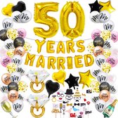 50 jaar getrouwd feestpakket 89-delig - 50 jaar getrouwd - 50 jaar getrouwd versiering - 50 jaar huwelijk - 50 jaar jubileum - 50 jaar getrouwd feestartikelen -