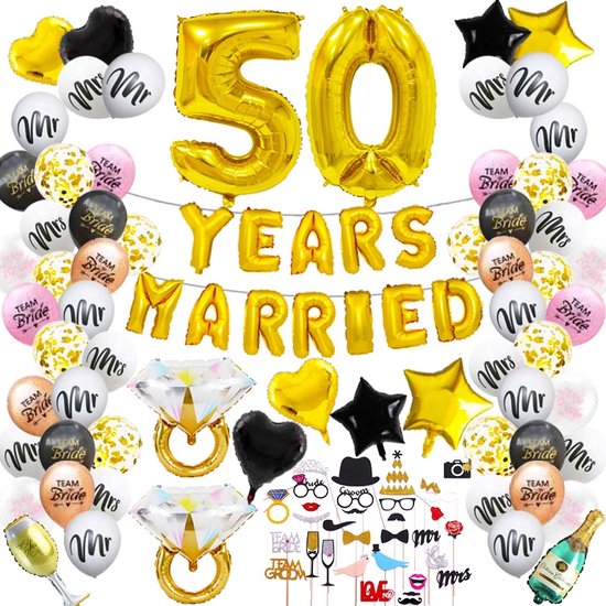 50 jaar getrouwd feestpakket 89-delig 50 getrouwd - 50 getrouwd versiering... | bol.com
