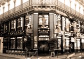 Dibond - Stad - Parijs in taupe / bruin / zwart - 100 x 150 cm
