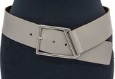 Brede taupe kleurige heupriem 6 cm breed - Taupe - Heupriem - Leer - Taille: 85cm - Totale lengte riem: 100cm