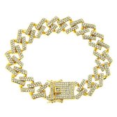 ICYBOY 18K Massieve Miami Heren Vierkantig Armband Verguld Goud [GOLD-PLATED] [ICED OUT] [21 cm] - Diamond Miami Cuban Chain Bracelet Link Chain