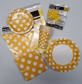 Polka dots stippen borden bekers servetten pakket geel