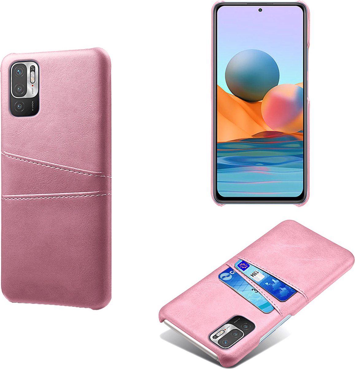 Backcover met Opbergvakjes + PMMA Screenprotector voor Xiaomi Poco M3 Pro 5G _ Roze Goud