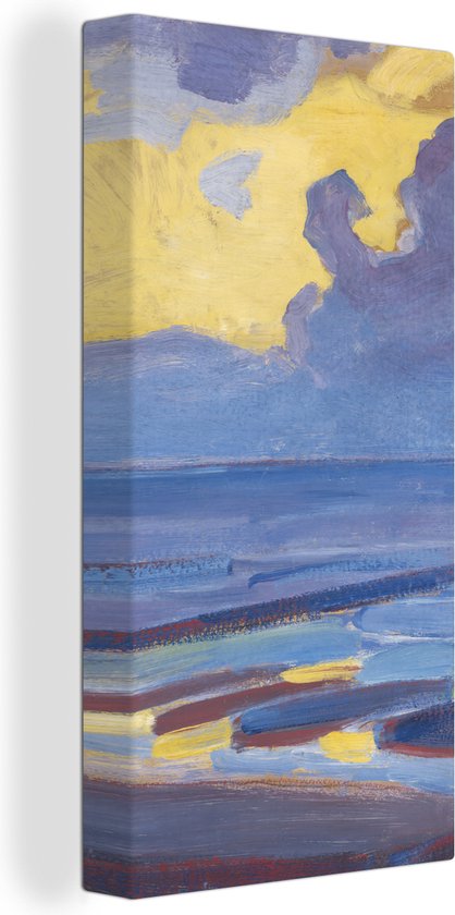 Toile Peinture A la mer - Piet Mondrian - 20x40 cm - Décoration murale