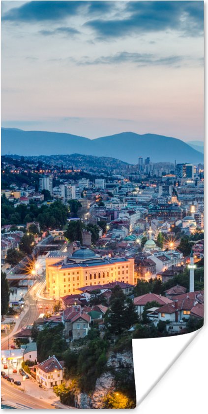 Poster Cityscape van Sarajevo in Bosnië en Herzegovina - 80x160 cm