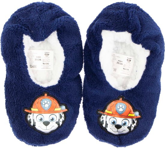 Paw Patrol Pantoffels / Sloffen met anti-slip - Coral Fleece - navy - maat 29/30