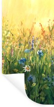 Stickers muraux - Fleurs - Aquarelle - Soleil - 60x120 cm - Feuille adhésive